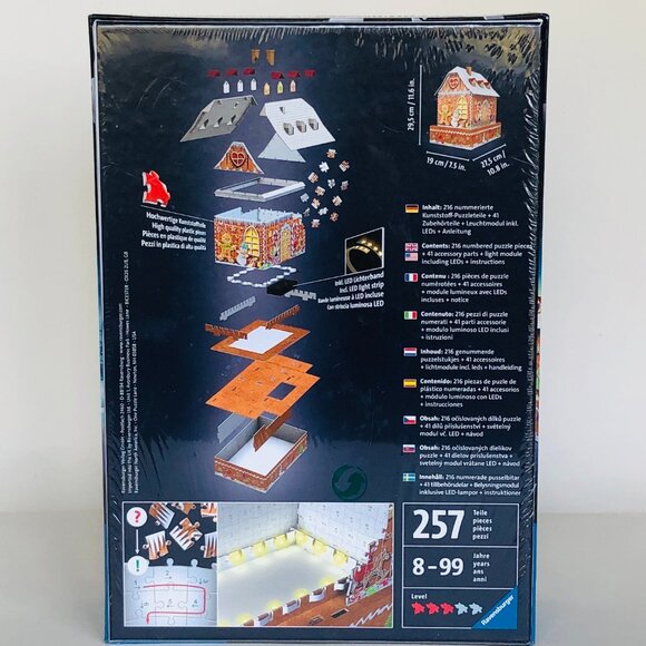 New sealed Ravensburger  3D Puzzle  -Gingerbread House Night Edition 257 pcs - Picture 9 of 16